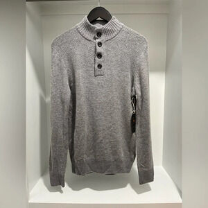 Telluride Lambswool Blend Pullover Buttoned Sweater Gray Small new with tags